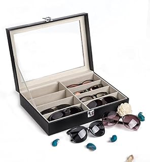 CO-Z Leatherette Sunglasses Eyeglasses Eyewear Box Glasses Organizer Display Storage Case (8 compartments)