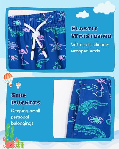 Image of SURF CUZ Boys Swim Trunks with Boxer Brief Liner Toddler Boy Stretch Swimsuit Shorts Quick Dry Swimming Trunks Bathing Suit