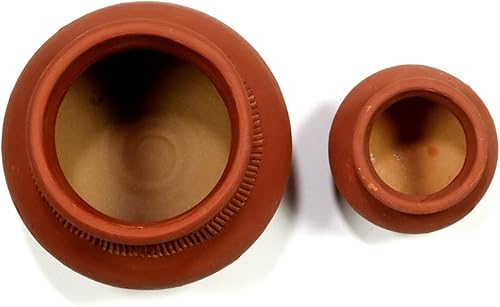 Miniatura 6 de Ashirwad Mitti Kalash Tierra, arcilla de tierra, barro de terracota Mati para matrimonios Puja Karvachoth Pot Grahpravesh Loza (4.5 pulgadas)