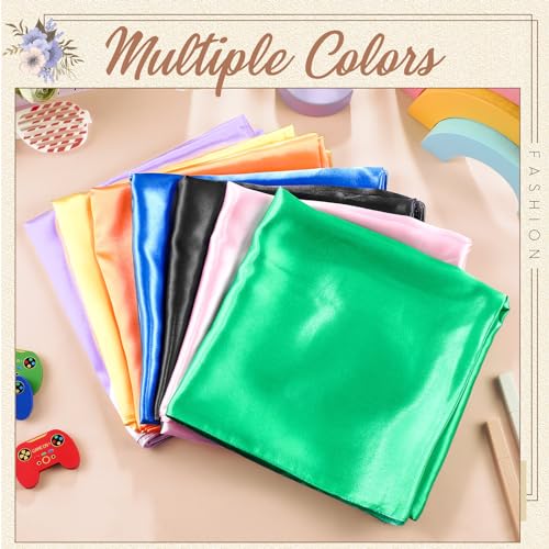 Geyoga 9 Pcs Fabric Play Scarves Rainbow Play Dance Scarves Creative Pretend Juggling Dress 35 x 35 Inch4