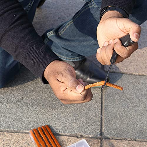 Image of 8in1 Universal Tubeless Tire Puncher Kit Emergency Flat Tire Repair Patch Puncture Kit for Car, Bike, SUV, & Motorcycle with Storage Bag, Polish,Glue, Plier With10 Strip. (All in 1)