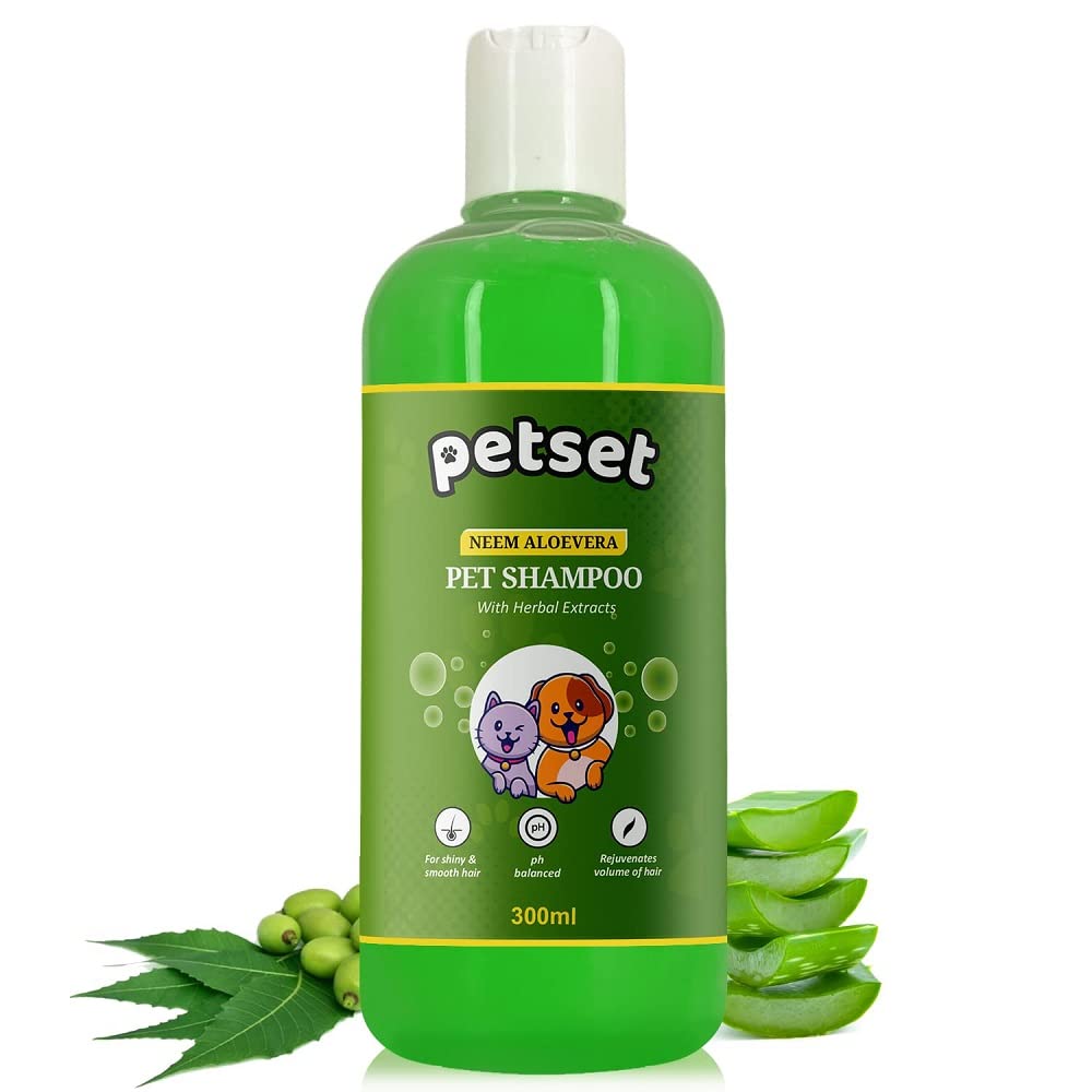 PETSET Neem Aloe Vera Cat & Dog Shampoo For Shiny Smooth Hair, Ph Balanced Rejuvenates, Anti-Fungal, Conditioning, Anti-Itching Aloe Vera Dog Shampoo (300 Milliliter) (B0BZC9XJKV) Amazon Price History, Amazon Price Tracker