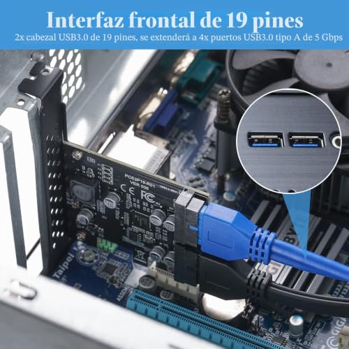 Tarjeta PCIe con 2 Puertos de 19 Pines USB 3.2 Gen1 de 5Gbps para Windows 11 4