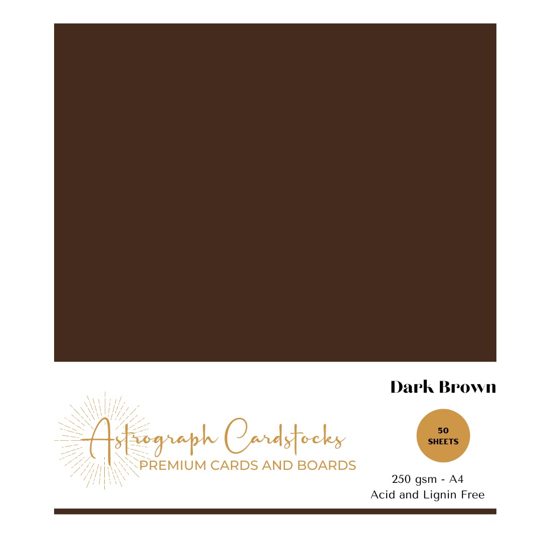 Astrograph Color Cardstock, Thick Paper A4 (8 1/2 x 11"), Heavy Weight, Color Craft Paper, 90lbs / 250 gsm, Brown Cardstock, (Pack of 50 Sheets) - Dark Brown