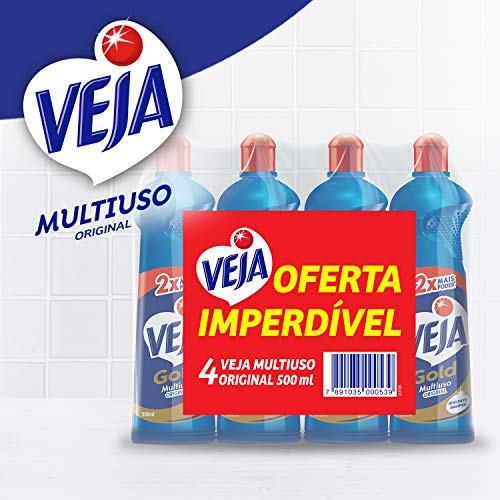 Kit com 4 Limpadores Veja Gold Multiuso Original 500ml, Veja, Azul