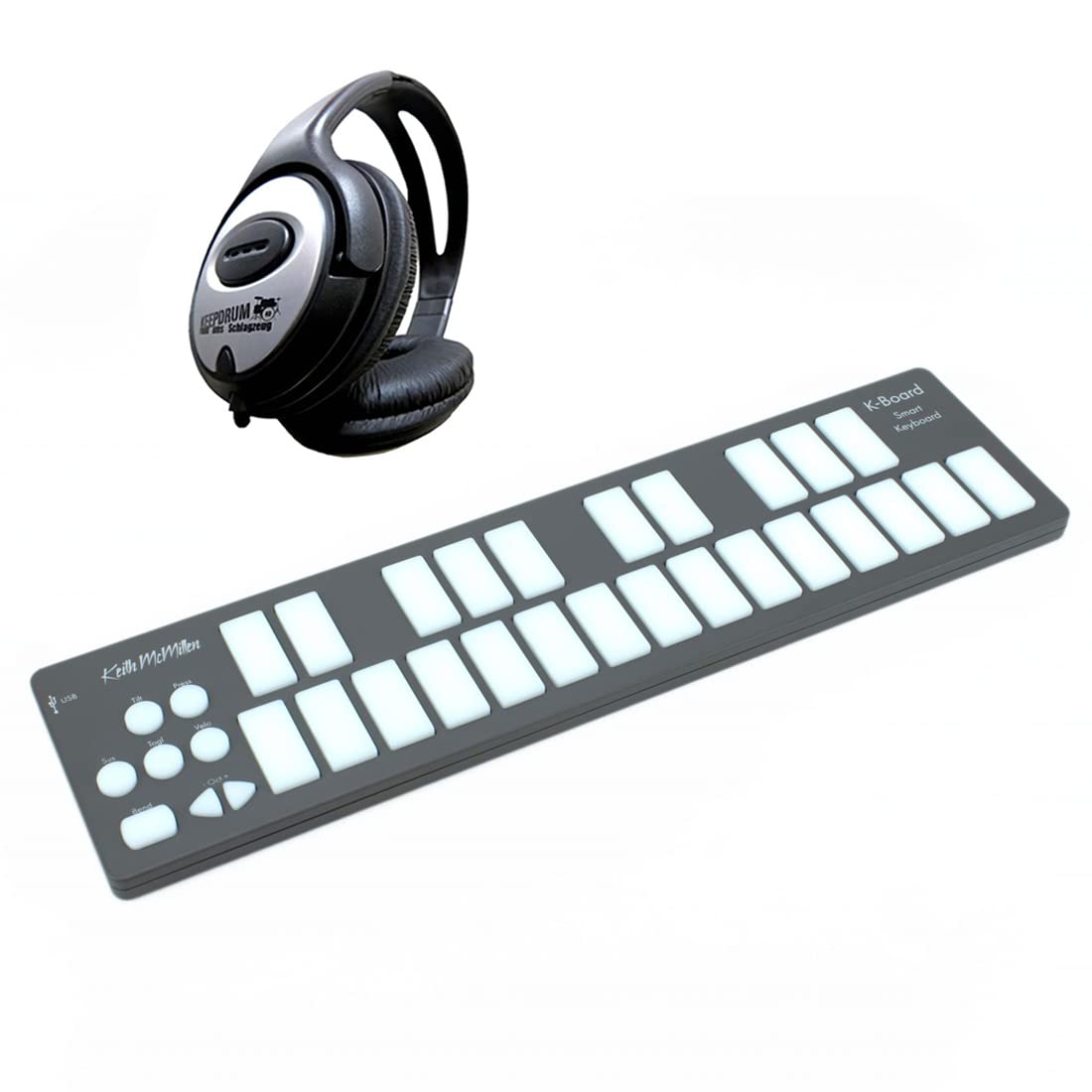 Keith McMillenK-716C-G K-Board MIDI Controller Galaxy + Keepdrum Headphones