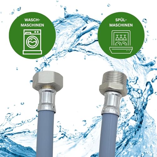 LICHTBLAU Zulaufschlauch Verlängerung 1 m 3/4 Zoll – Waschmaschine & Geschirrspüler – Wasserzulaufschlauch mit Metallgewinde – universeller Anschlussschlauch