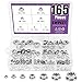 Swpeet 165Pcs 304 Stainless Steel Serrated Metric Flange Nuts Hex Lock Nuts Assortment Kit, 7 Sizes - M3 M4 M5 M6 M8 M10 M12