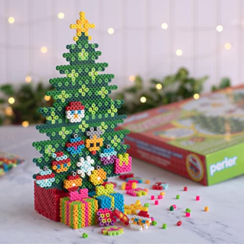 Perler Advent Calendar 3D Christmas Fused Bead Kit for Kids and Adults, Pattern Sizes Vary, Multicolor 4004 Piece