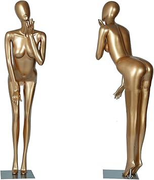 Mannequin Dress Form Sexy Female Poseable Mannequin with Metal Base, Gold Full Dress Form Art for Counter Photo Studio Photography Building, Easy to Set up