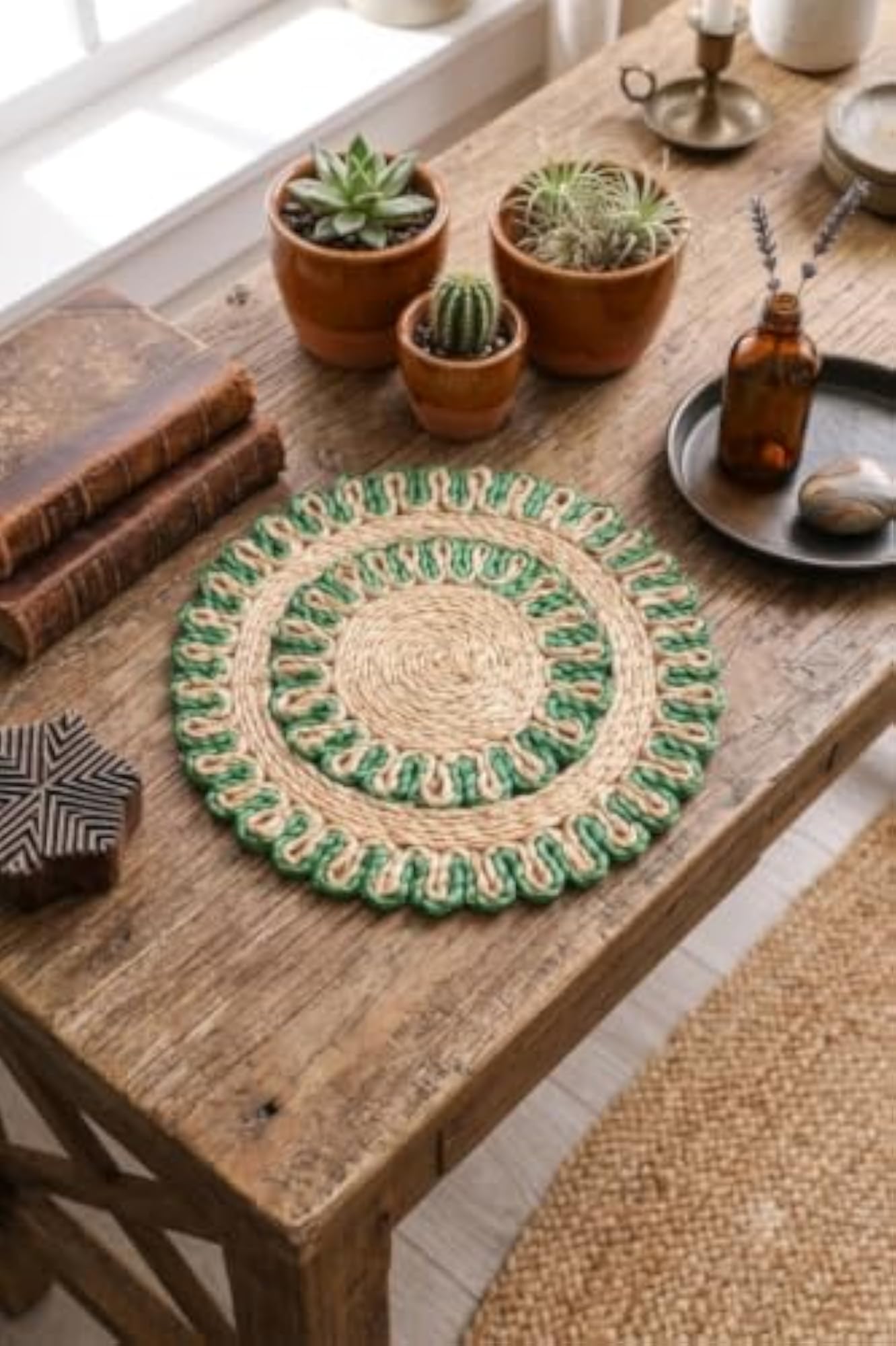 Eco-Friendly Heat-Resistant Jute Crochet Round Mat