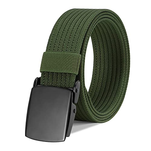 WERFORU Men's Nylon Belt, Military Tactical Belts Breathable Webbing Canvas Belt with Metal Buckle