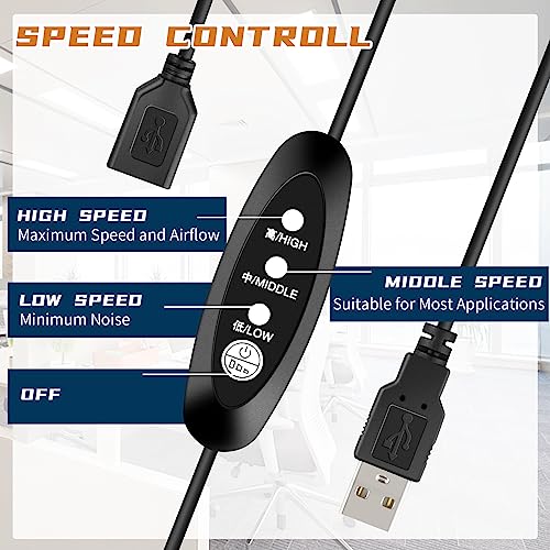 image for WDERAIR 120mm 240mm Computer Pc Case 5V USB Powered Fan with Variable 