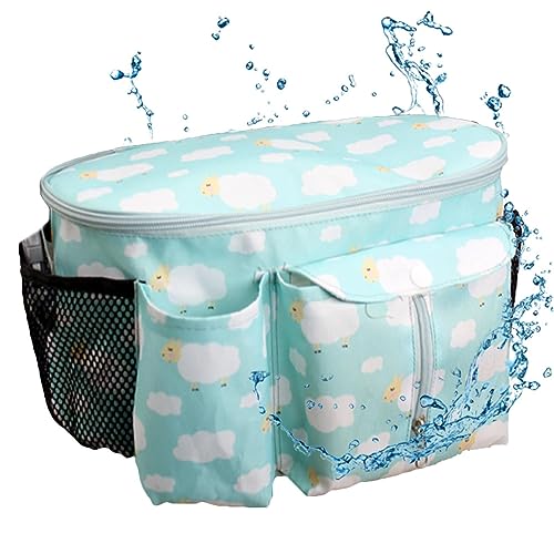 ベビーおむつキャディバッグ, 蓋付き多機能ポータブル大容量おむつバッグ, おむつ、おしりふき、おもちゃ用ベビーカーバッグ、おむつオーガナイザー、屋外用おむつ箱、ベビーカーオーガナイザー