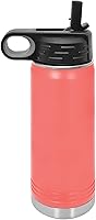 Vista 2 de LaserGram Botella de agua de doble pared con tapa abatible de 20 onzas con pajilla, Karate Man, grabado personalizado incluido (coral)