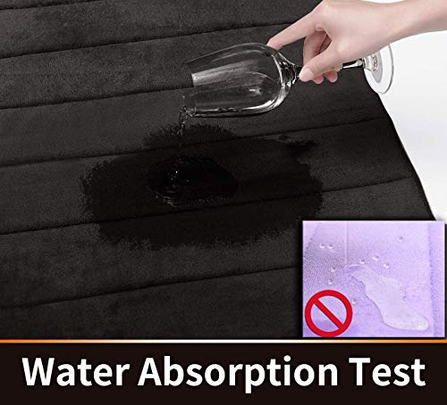 Yimobra 3 Pieces Memory Foam Bath Mat Sets, 44.1X24 + 31.5X19.8 And U-Shaped For Bathroom Rugs, Toilet Mats, Non-Slip, Soft Comfortable, Water Absorption, Machine Washable, Black #TOP3