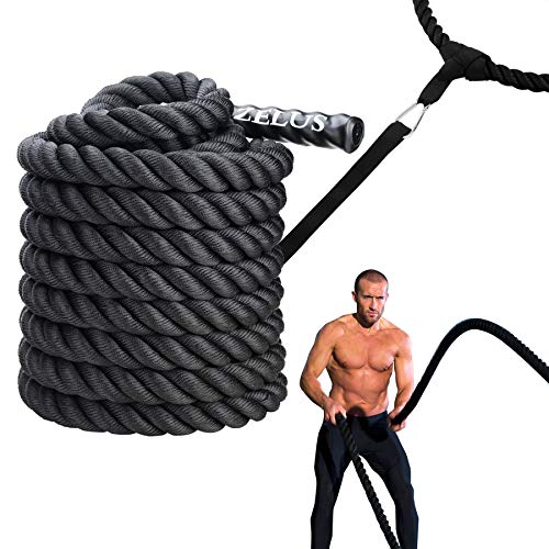 Z ZELUS Pure Poly Dacron Battle Ropes for Strength and Conditioning Workouts (1.5 X 40ft) Z ZELUS Pure Poly Dacron Battle Ropes for Strength and Conditioning Workouts (1.5" X 40ft)