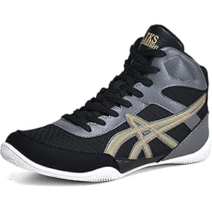 Mannen Professionele Worstelen Boksschoenen,Antislip Boksschoen,Dames Worstelschoenen,Sanda Fitness Taekwondo Training Wedstrijdschoenen-Black-Gold||41EU