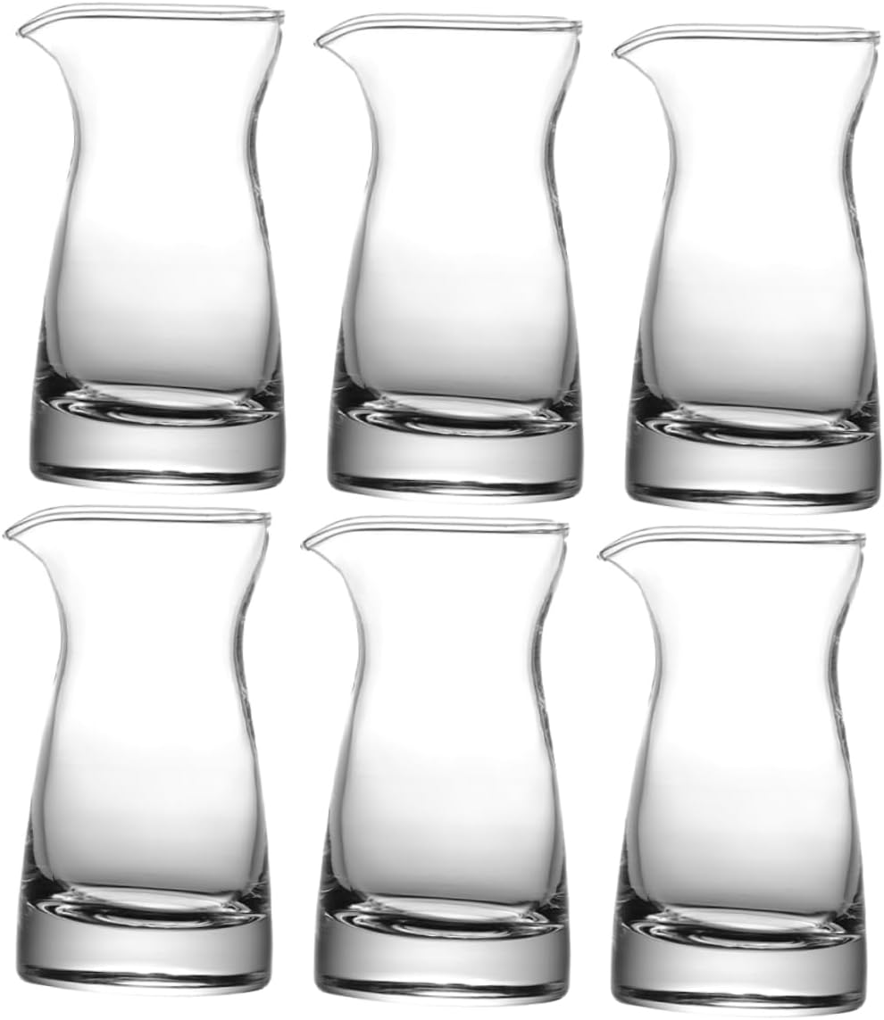 6Pcs Glass Creamer Pitchers Small Milk and Sauce Dispensers Clear Glass Jugs for Kitchen Latte Frothing and Catering Use