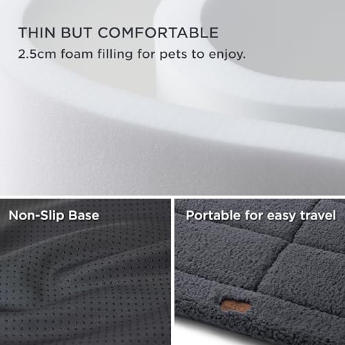 BEDSURE waschbar Hundematte Große Hunde - 121x76 cm Hundekissen waschbar für Grosse Hunde, Sherpa-Plüsch Hundebett XXL mit hochdichter Schaumstofffüllung, dunkelgrau