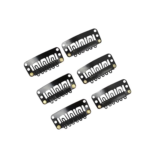 Miniatura 2 de 20 piezas de 1.260 in, clips a presión, extensiones de cabello en forma de U, juego de accesorios de peluca, herramientas (negro)