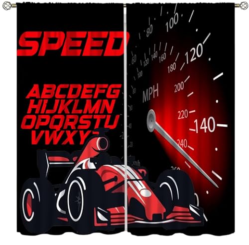 ICMOLYYENLO Race Car Curtains Racing Speed Extreme Sports Cool Curtains Living Room Bedroom Curtains for Teens Kids Boys Bedroom Curtains 84x84 Inch 2 Panels