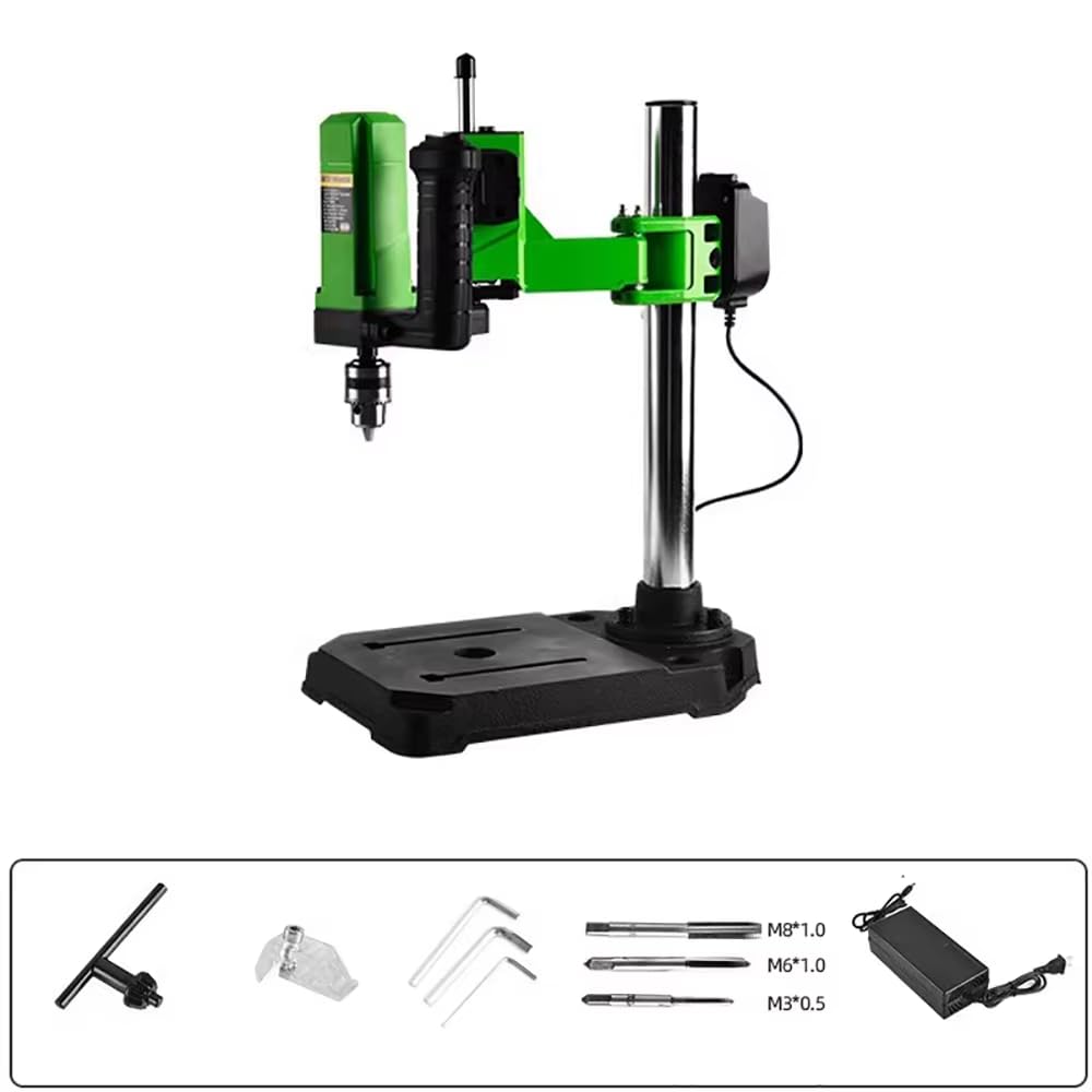 Roscadora Eléctrica Vertical de Escritorio de 100-240V CA, Roscadora de Taladro con Brazo Flexible Universal, Mandril B12 de 1-10MM, 100W, 90RPM