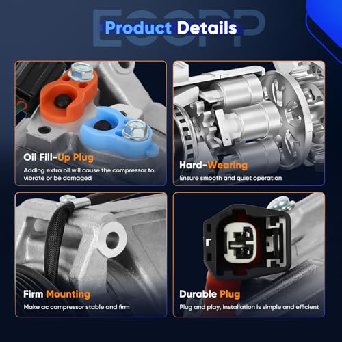 Image of ECCPP AC Compressor with Clutch for Cadillac SRX V6 3.6L 2004-2009 | Rapid Cooling AC Compressor