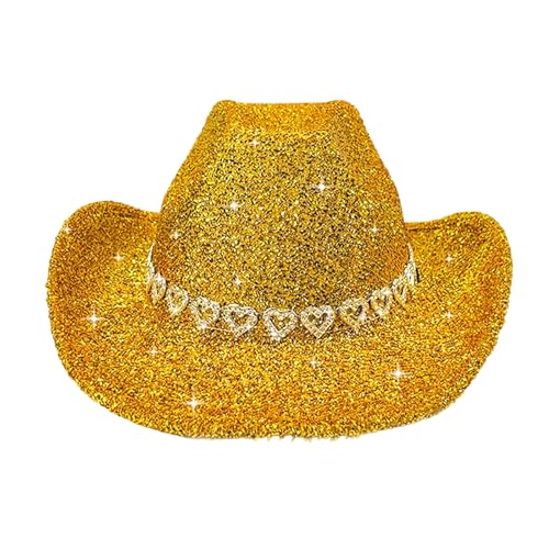 Sombrero de vaquera con brillos y rhinestones para adultos miniatura 1