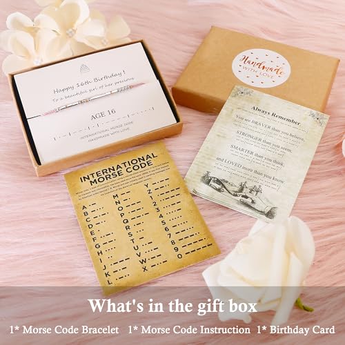 Birthday Gifts for 1 13 16 18 Year Old Girl, Berry First Birthday Bracelets Morse Code Bracelets as Berry Gifts for Girls Granddaughter Daughter Niece2