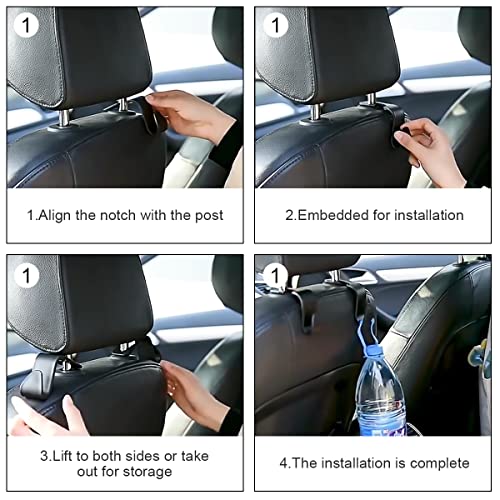Moly Magnolia Bling Car Seat Headrest Hooks, 4Pcs Handcrafted Rhinestones Seat Hanger Organizer For Handbag Purse Scarf, Universal For Cars, Auto Interior Accessories For Women Men (Black) #TOP3