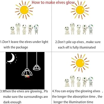 Figurines Elfes Lumineuses - Lot De 20 Elfes Qui Brillent Dans Le Noir - Résine - Décoration Jardin Féerique, Miniature - Bleu Et Vert