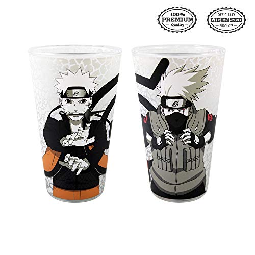 Naruto and Kakashi Hand Sign Drinking Glass, 16 oz, by Just Funky