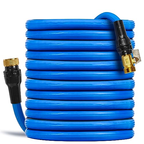 100ft Expandable Garden Hos, New Patented Flexible Water Hose with 3-Layer Latex Core, 3/4' Reusable Solid Brass Connectors, Nice Choice for Watering and Washing (BLUE)