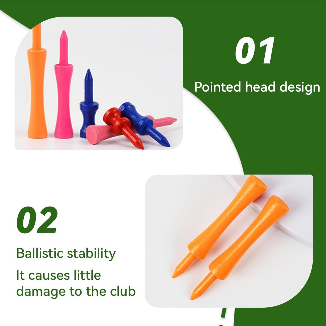 49Pcs Tees de Golf de Plástico, Golf Tees, Camisetas de Golf de Plástico, para Entrenamiento en Interiores y Exteriores de 25 mm/31 mm/37 mm/43mm/51 mm/59 mm/70 mm, para Profesional Accesorios