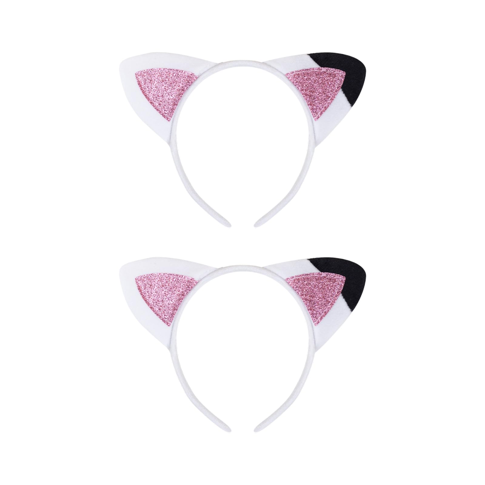 HAICN 2Pcs Cat Ears Headbands Cute Fuzzy Cat Ears Hairband White Halloween Cosplay Costume Accessories for Mask Skincare Halloween Costume