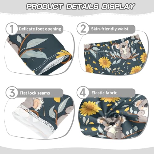 Cute Koalas Bears Girls' Leggings Toddler Doodles Sunflowers Kids Yoga Pants Dance Active Tights 4T3