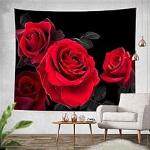 LIVILAN Red Rose Floral Tapestry for Bedroom Living Room Wall Decor, 60x79 Inches
