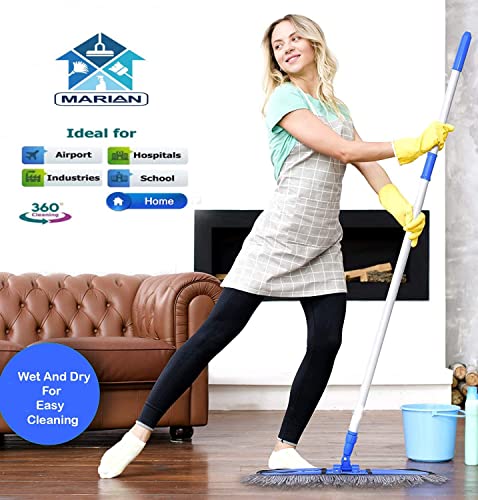 Image of Marian Wet and Dry Cotton pad Flat Floor Mop with 4 Feet Handle| Home | Office | Hotels | Hospitals | with Extra 2 Refill (24 INCH)