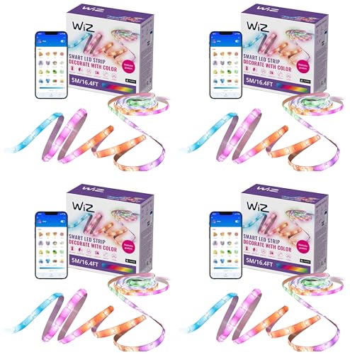 Image of WiZ Connected 16.4 ft LED Light Strip for Your Smart Home - Flowing Multicolor LED, Color-Changing, Cuttable - Voice /App Control - Works with Google Home, Alexa and HomeKit (Pack of 4)