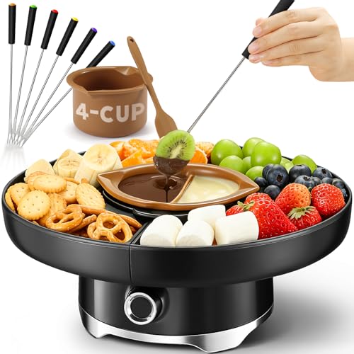 LUSHYUM Chocolate Fondue Pot Set Electric Melting Machine, 4...