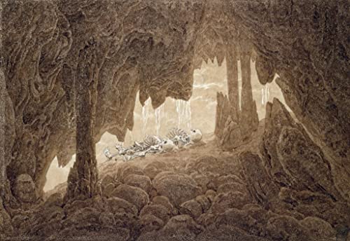 Cuadro de Caspar David Friedrich Esqueleto en la cueva, lienzo de tintero sepia para oficina 60x90cm
