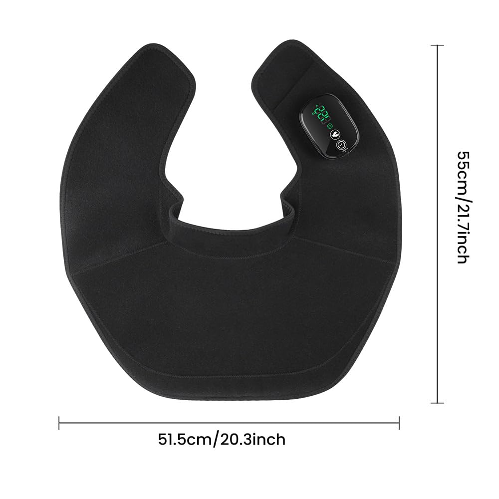 Cuscino termico senza fili per collo e spalle elettrico portatile | Con Comando TouchScreen, 5 Livelli Calore, 6 Timer, Batteria Incorporata Da 8,4V 4000mAh, Anche Per Schiena E L'addome