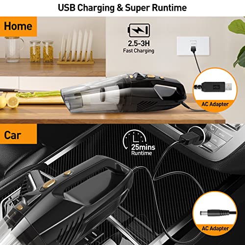 Handheld Vacuum Cleaner,Car Vacuum Cleaner Cordless Mini Handheld Vacuum Cordless for Pet Hair, Household (Black) - Image 6