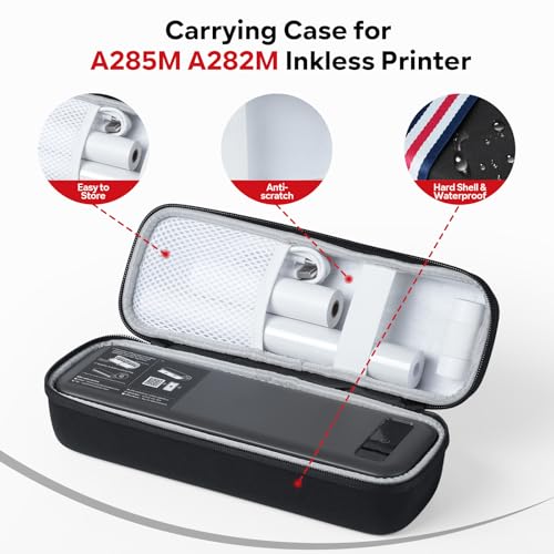 Image of TATTMUSE Bluetooth Portable Thermal Printer Pink & Printer Carrying Case Black