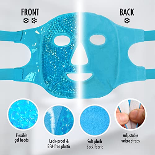 Image of Perfect Remedy Face Ice Pack, Reusable Hot & Cold Ice Face Mask, Gel Compress for Helping with Puffy Eyes and aiding in Conditions of Swelling, Facial Spa Cooling Mask for Women and Men (Blue)