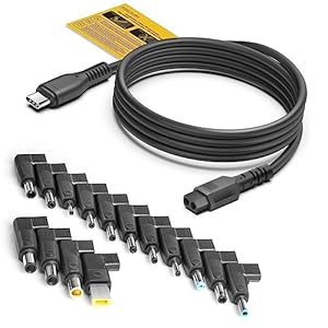 KFD 100W USB C naar DC stekker oplaadkabel, USB-C naar DC 20V voeding oplader voor Acer Lenovo HP ASUS Samsung Medion Sony Fujitsu MSI Dell XPS Chromebook Notebook 19V 20V adapterkabel met 15 stekkers