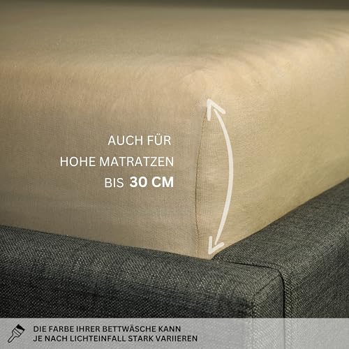 Esprit Bettlaken180x200 Baumwolle Jersey bis Spannbettlaken 200x200 Boxspringbett beige - Luxus Spannbetttuch 200x220cm in Hotelqualität… – Ansicht 4