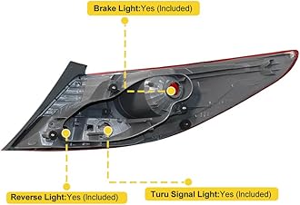 For 2012 2013 2014 Hyundai Accent Sedan Tail Light Halogen Rear Lamp Driver Side Replacement Clear&Red Lens (Left Side)