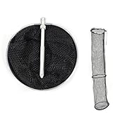 ZAHD Faltbarer Angelköderkäfig aus Nylongeflecht mit Metallrahmen Fischfangnetz Faltbar Robust Tragbarer Fischkorb Fischernetz Tragbarer Robuster Eimer 1M für Fluss und Reisen Outdoor (Schwarz)